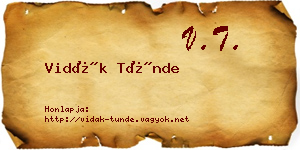 Vidák Tünde névjegykártya